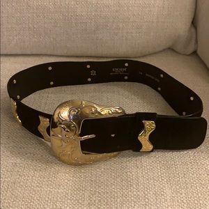 Escada black suede and gold belt